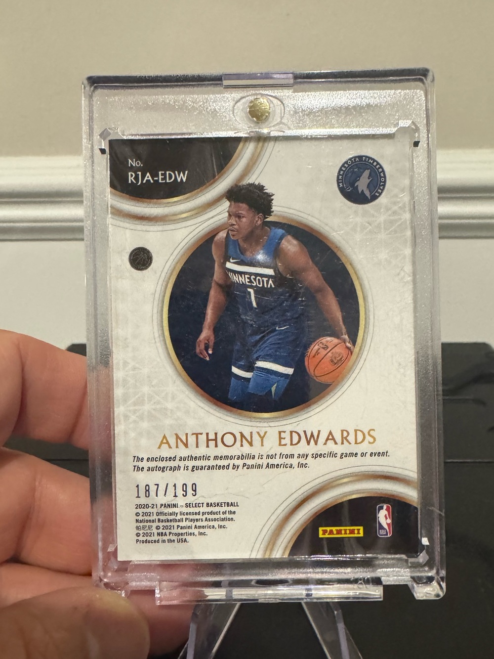 🏀 2020-21 Anthony Edwards Panini Select Autograph Rookie Card /199 RPA - Picture 2 of 3